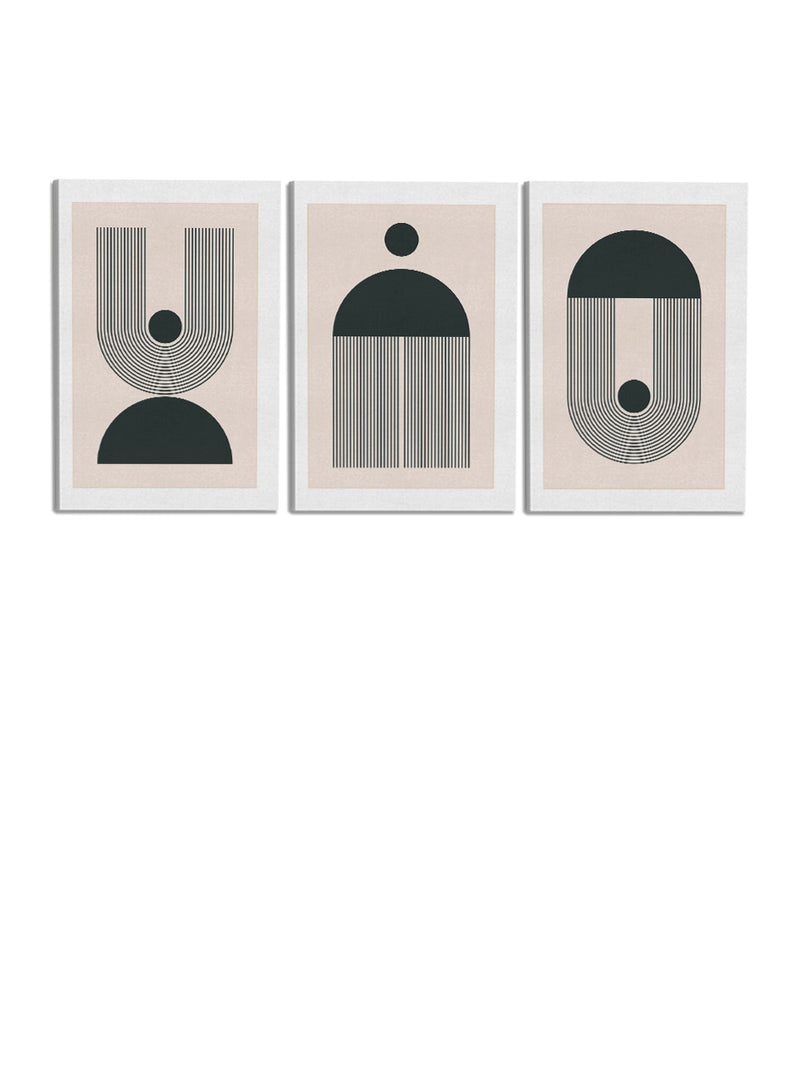 Shapes And Curved Lines Paintings(set of 3)