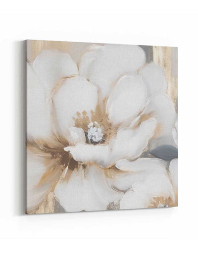 Square Canvas Wall Art Stretched Over Wooden Frame with Gold Floating Frame and Sun rays Abstract Painting