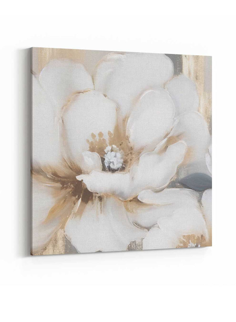 Square Canvas Wall Art Stretched Over Wooden Frame with Gold Floating Frame and Sun rays Abstract Painting