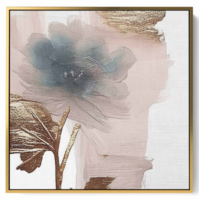 Square Canvas Wall Art Stretched Over Wooden Frame with Gold Floating Frame and Oil Painting14