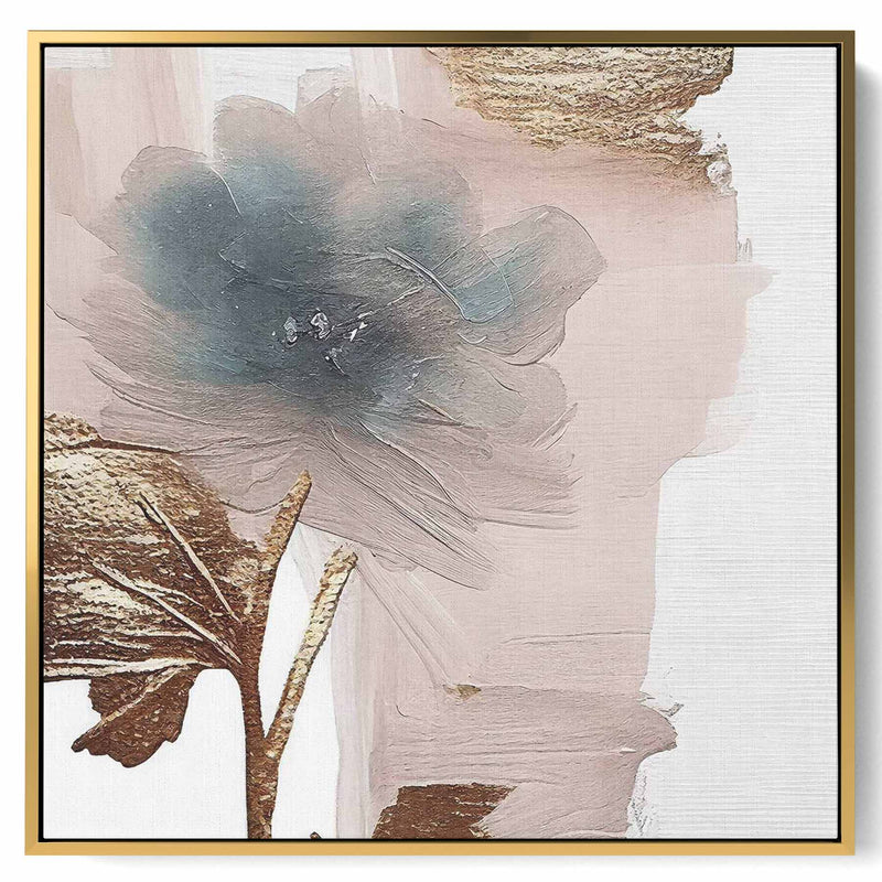 Square Canvas Wall Art Stretched Over Wooden Frame with Gold Floating Frame and Oil Painting14