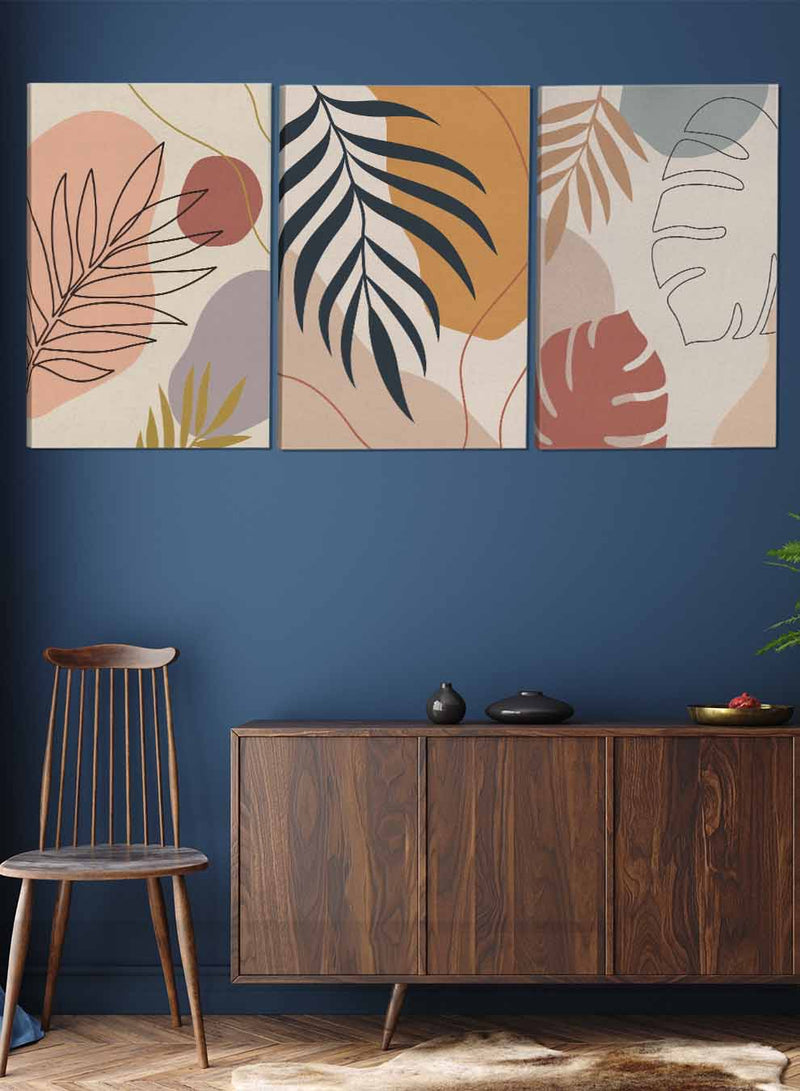 Botanical Leaves Lines Paintings(set of 3)