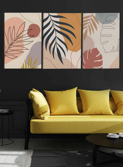 Botanical Leaves Lines Paintings(set of 3)