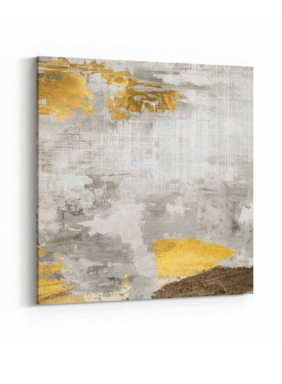 Square Canvas Wall Art Stretched Over Wooden Frame with Gold Floating Frame and Texture Oil Painting