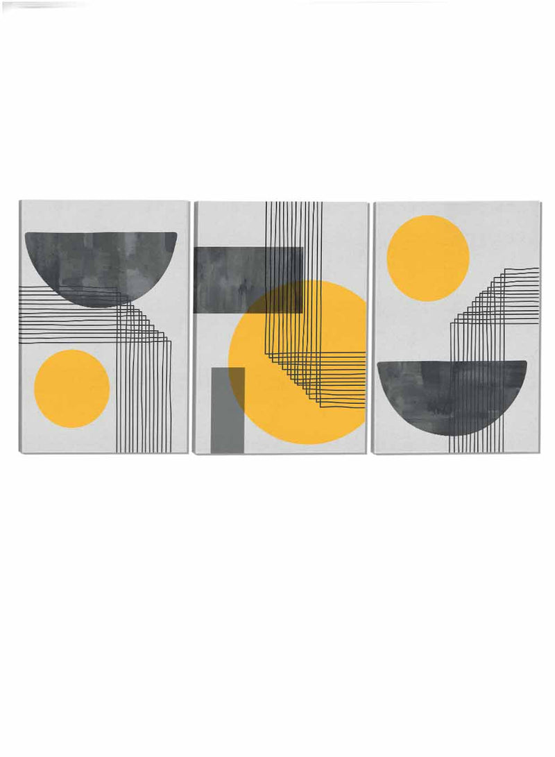 Circles Rectangle Curved Lines Paintings(set of 3)