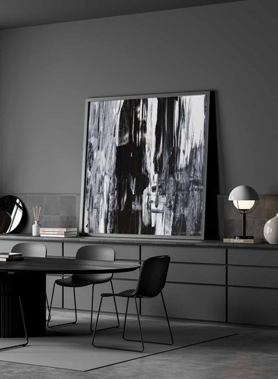 Square Canvas Wall Art Stretched Over Wooden Frame with Black Floating Frame and Sand Dunes Painting