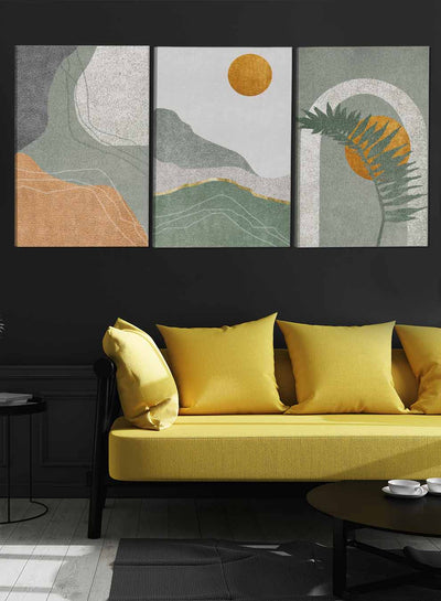 Mountains Moon Foliage Paintings(set of 3)