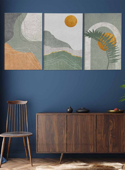 Mountains Moon Foliage Paintings(set of 3)