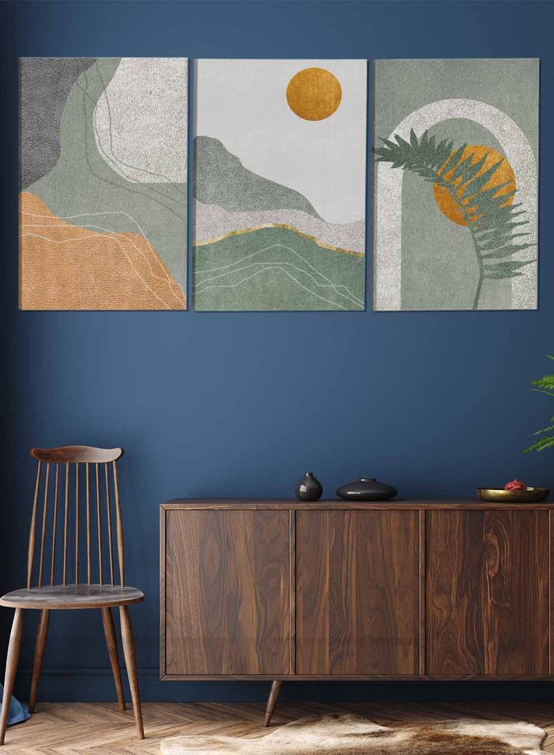 Mountains Moon Foliage Paintings(set of 3)