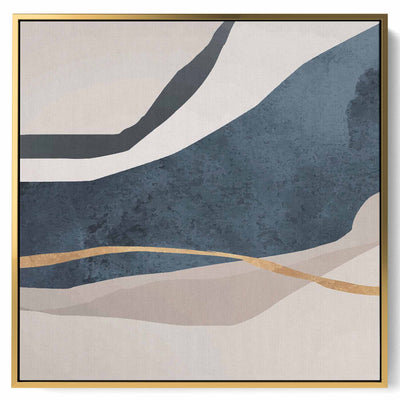 Square Canvas Wall Art Stretched Over Wooden Frame with Gold Floating Frame and Colourful Floral Art Painting