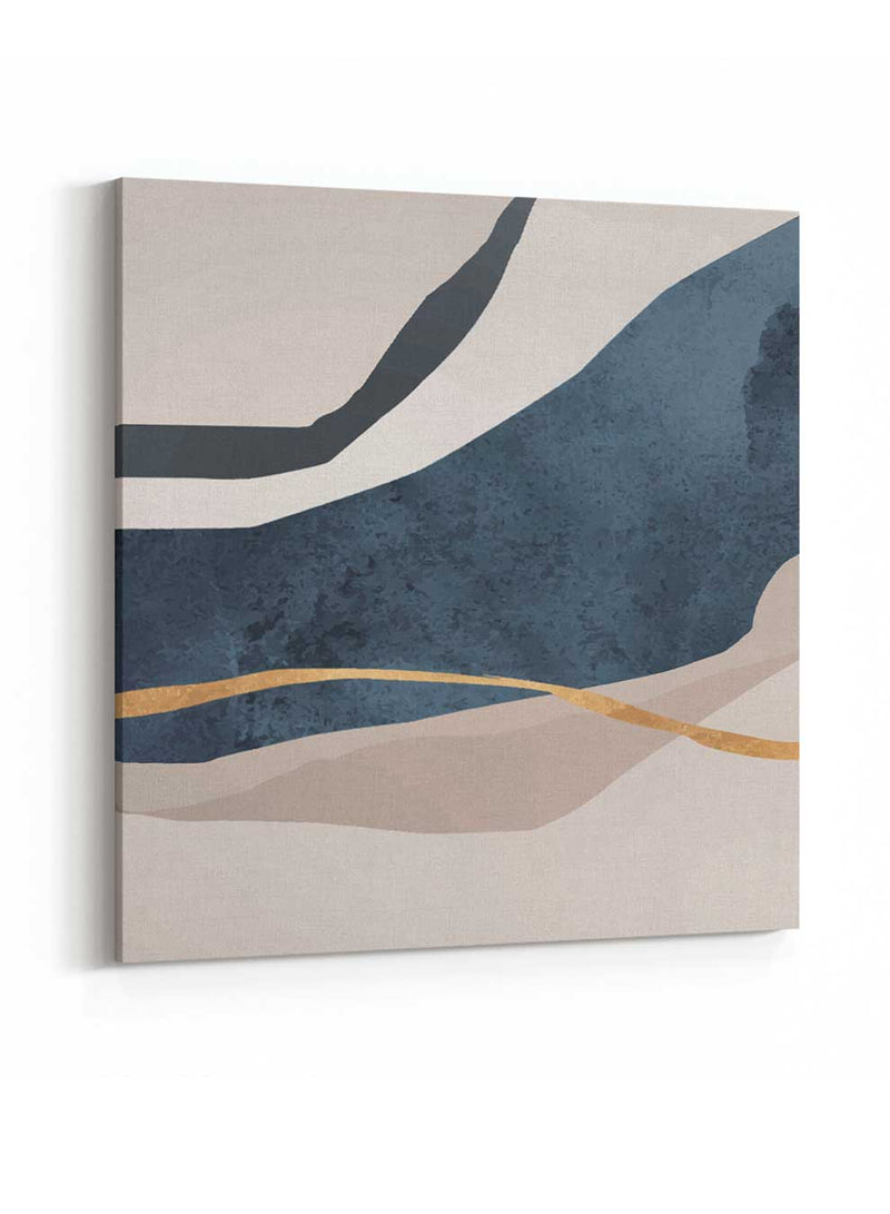 Square Canvas Wall Art Stretched Over Wooden Frame with Gold Floating Frame and Colourful Floral Art Painting