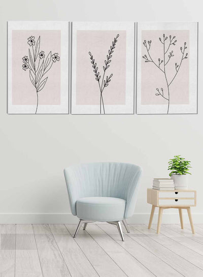 Flowers Leaf Branch Paintings(set of 3)