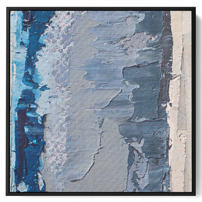 Square Canvas Wall Art Stretched Over Wooden Frame with Gold Floating Frame and Modern City Oil Painting