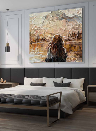 Square Canvas Wall Art Stretched Over Wooden Frame with Gold Floating Frame and Street View Of Tokyo City Painting