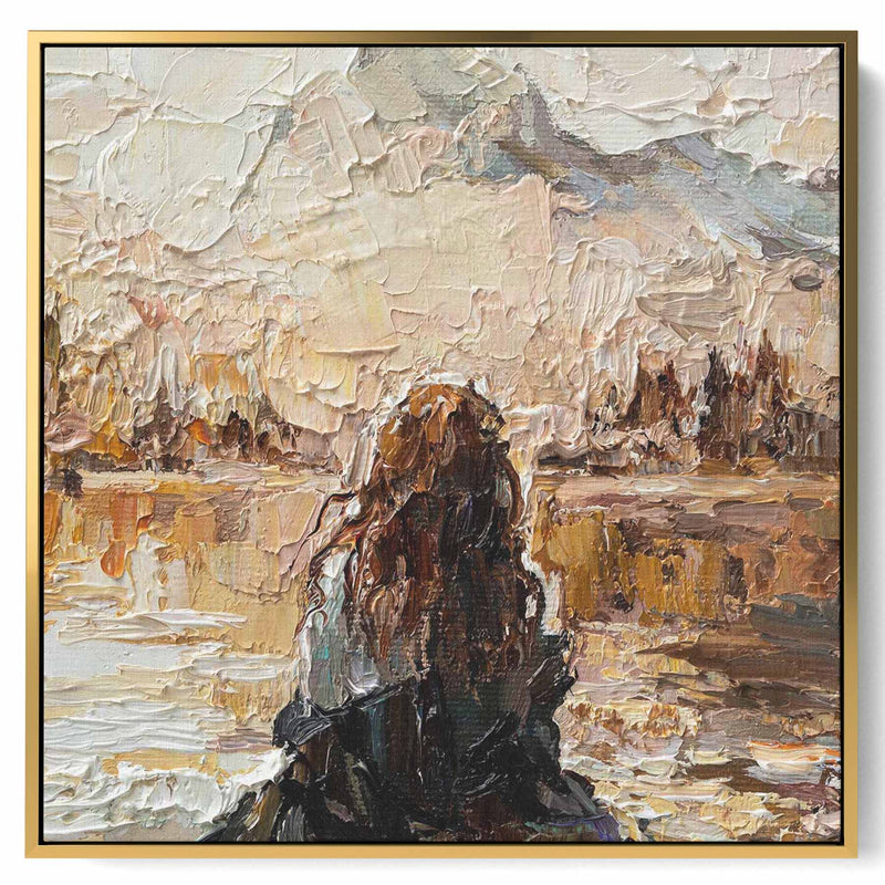 Square Canvas Wall Art Stretched Over Wooden Frame with Gold Floating Frame and Street View Of Tokyo City Painting