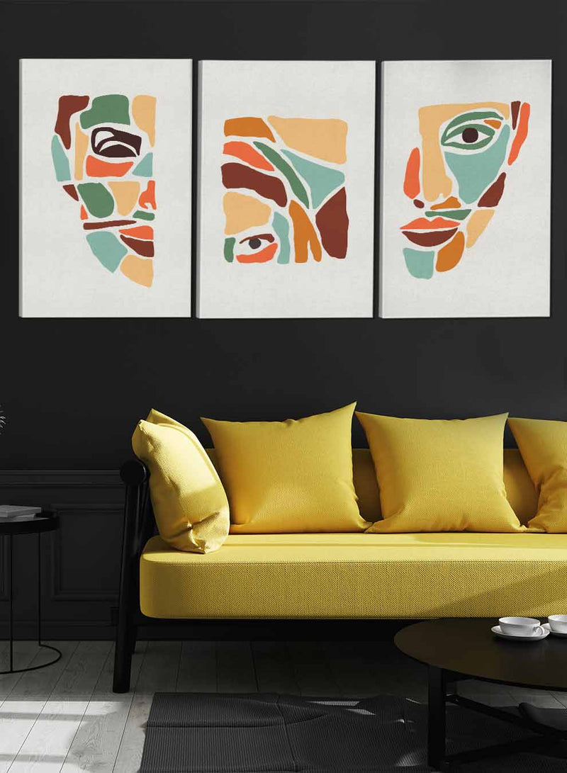 Woman Face Drawings Paintings(set of 3)