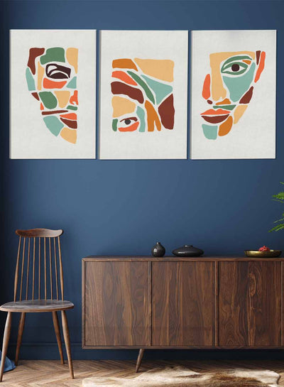 Woman Face Drawings Paintings(set of 3)