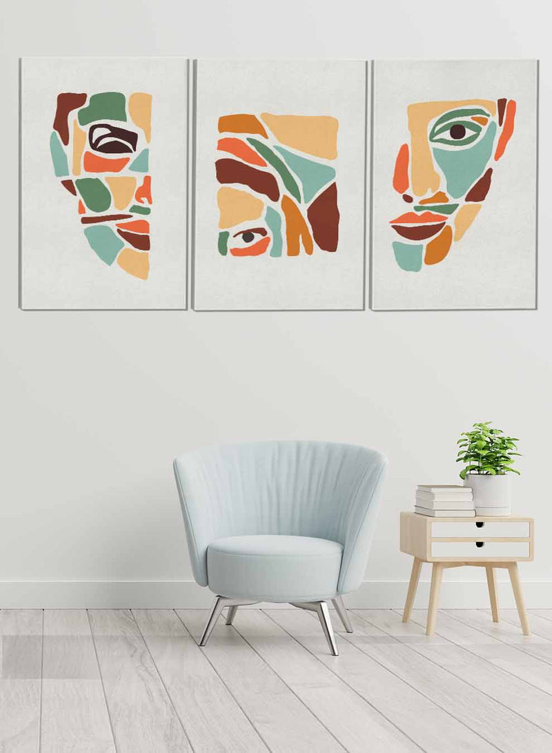 Woman Face Drawings Paintings(set of 3)