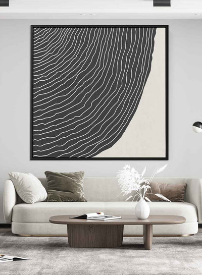 Square Canvas Wall Art Stretched Over Wooden Frame with Black Floating Frame and Trendy Abstract Painting38