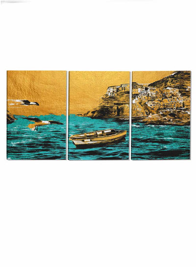 Sea Boat Birds Paintings(set of 3)