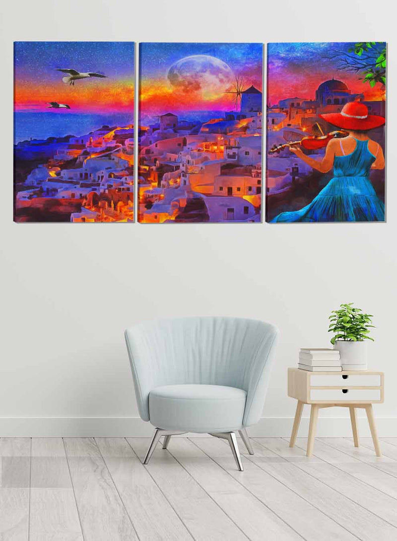 Girl Playing Violin Paintings(set of 3)