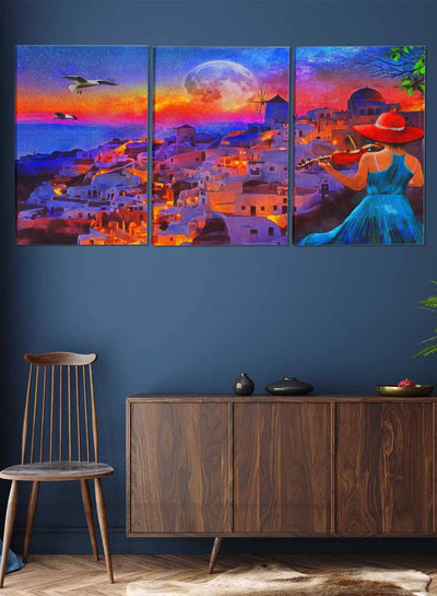 Girl Playing Violin Paintings(set of 3)
