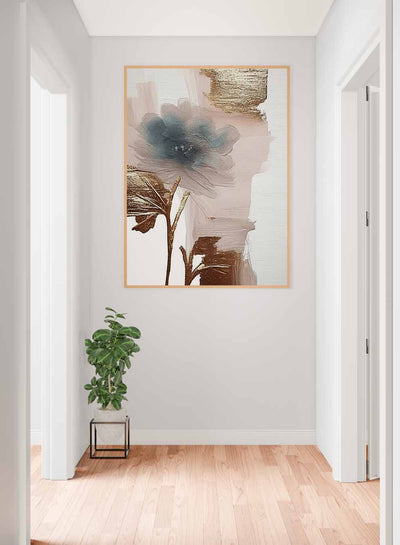 Canvas Wall Art Stretched Over Wooden Frame with Gold Floating Frame