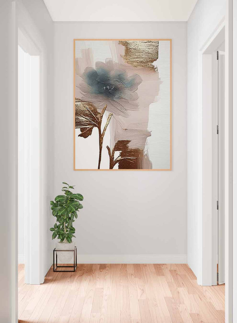 Canvas Wall Art Stretched Over Wooden Frame with Gold Floating Frame