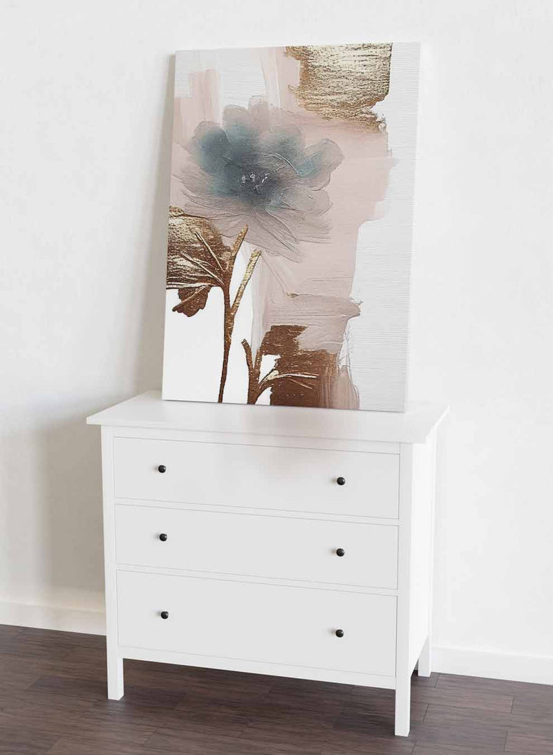 Canvas Wall Art Stretched Over Wooden Frame with Gold Floating Frame