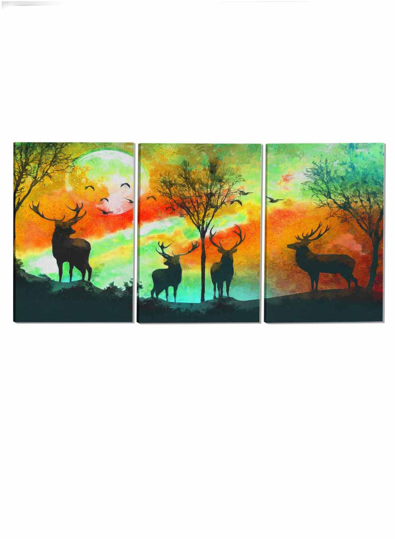 Deer In Jungle Paintings(set of 3)