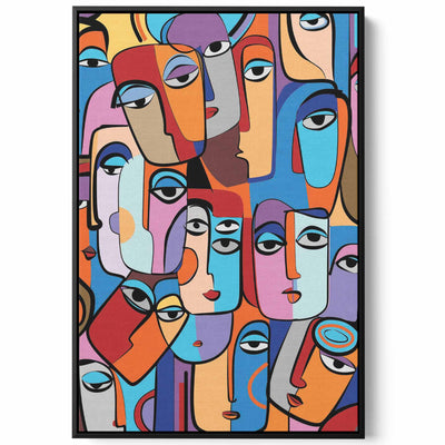 Canvas Wall Art Stretched Over Wooden Frame with Black Floating Frame