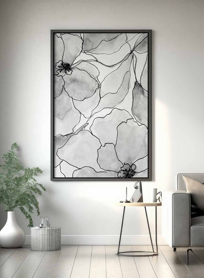 Canvas Wall Art Stretched Over Wooden Frame with Black Floating Frame