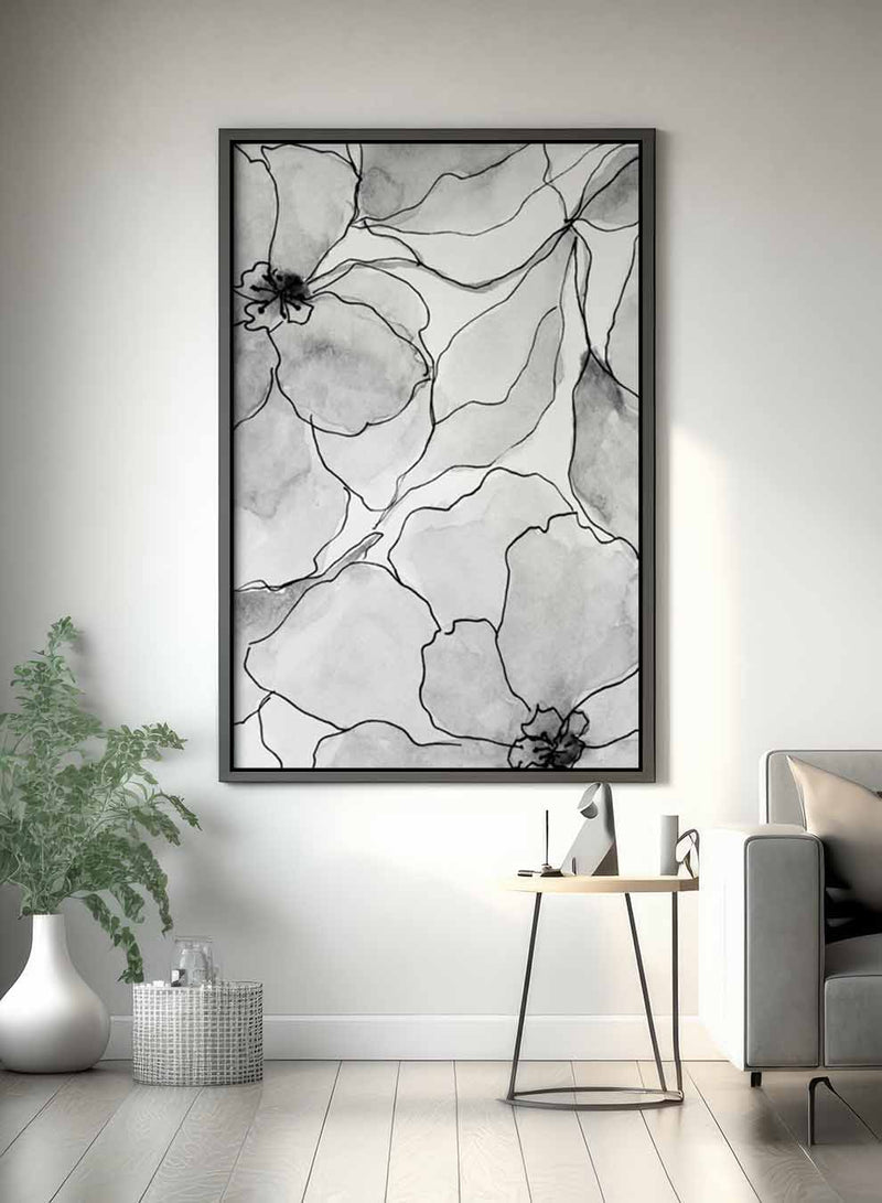 Canvas Wall Art Stretched Over Wooden Frame with Black Floating Frame