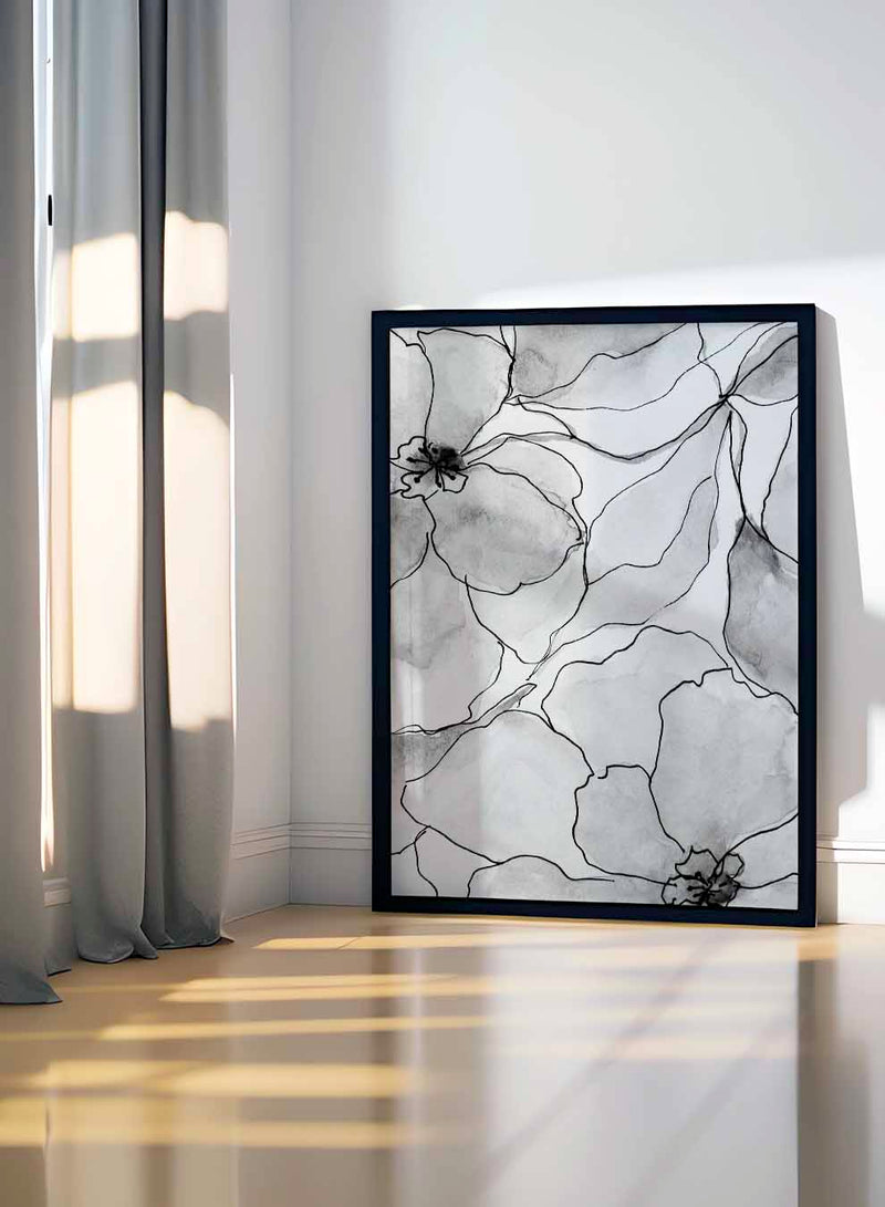 Canvas Wall Art Stretched Over Wooden Frame with Black Floating Frame