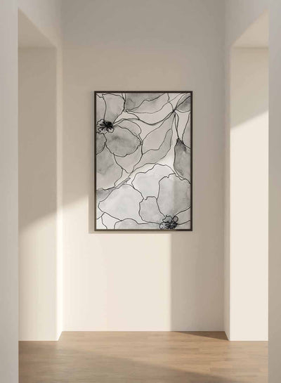 Canvas Wall Art Stretched Over Wooden Frame with Black Floating Frame