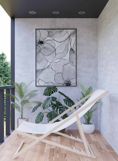 Canvas Wall Art Stretched Over Wooden Frame with Black Floating Frame