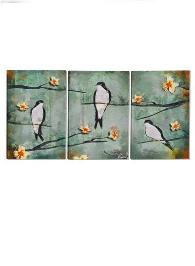 Swallow With Flowers Paintings(set of 3)