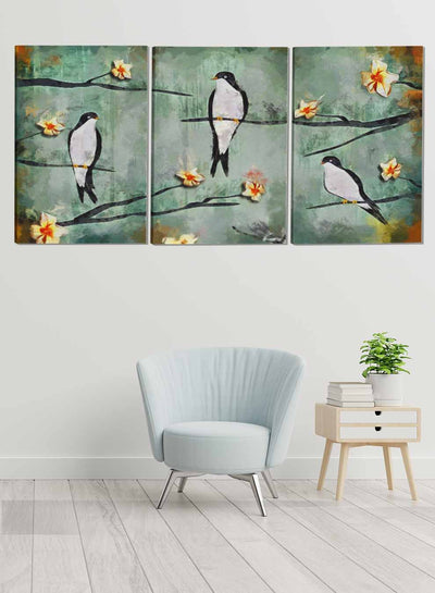Swallow With Flowers Paintings(set of 3)