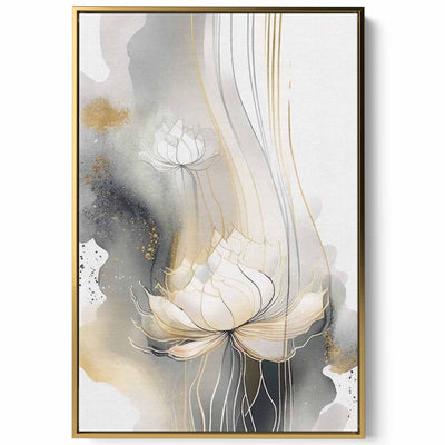 Canvas Wall Art Stretched Over Wooden Frame with Gold Floating Frame