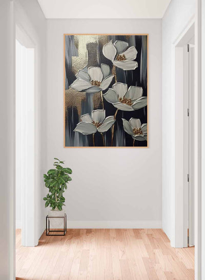 Canvas Wall Art Stretched Over Wooden Frame with Gold Floating Frame