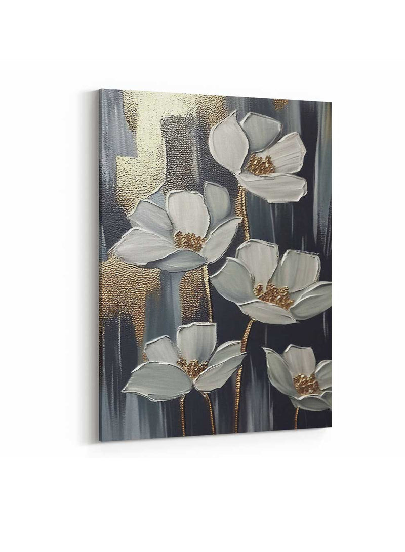 Canvas Wall Art Stretched Over Wooden Frame with Gold Floating Frame