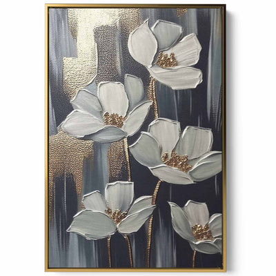 Canvas Wall Art Stretched Over Wooden Frame with Gold Floating Frame