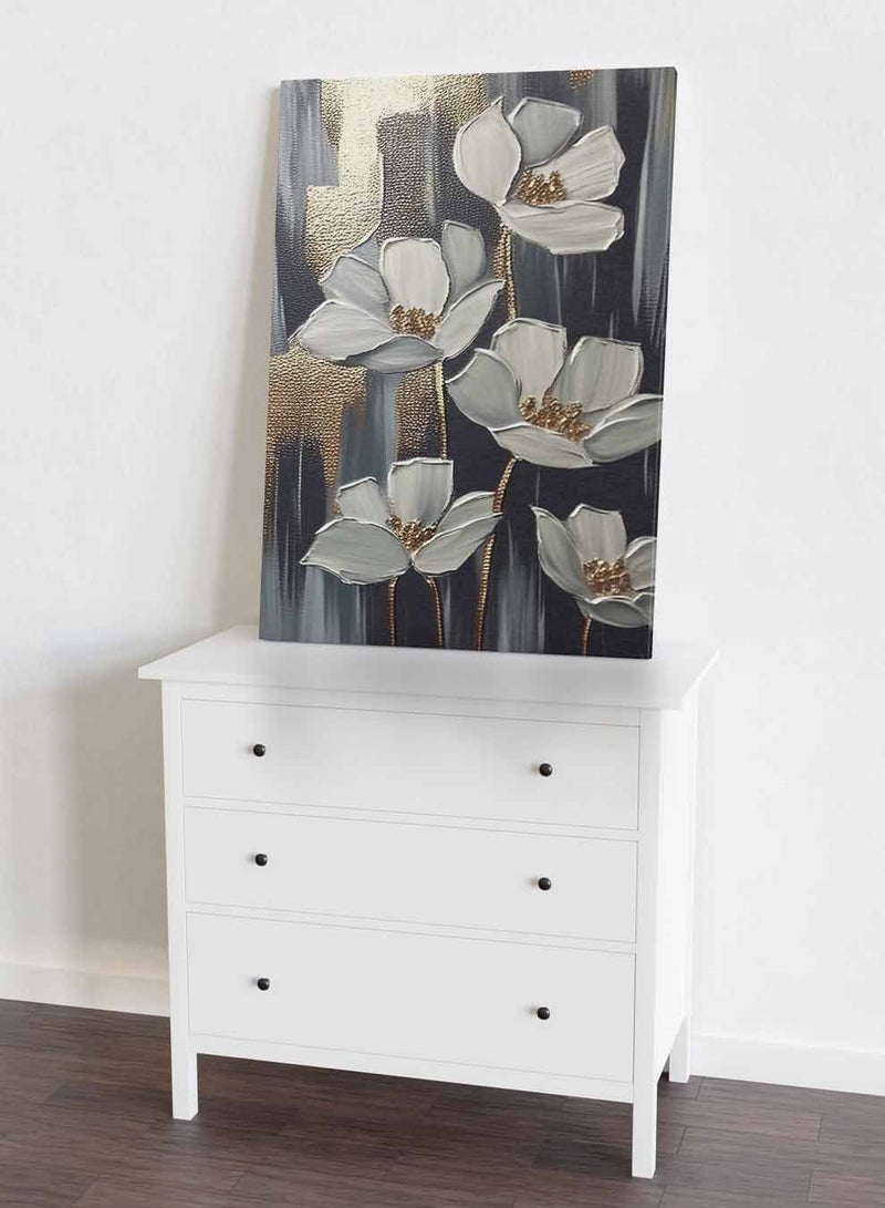 Canvas Wall Art Stretched Over Wooden Frame with Gold Floating Frame