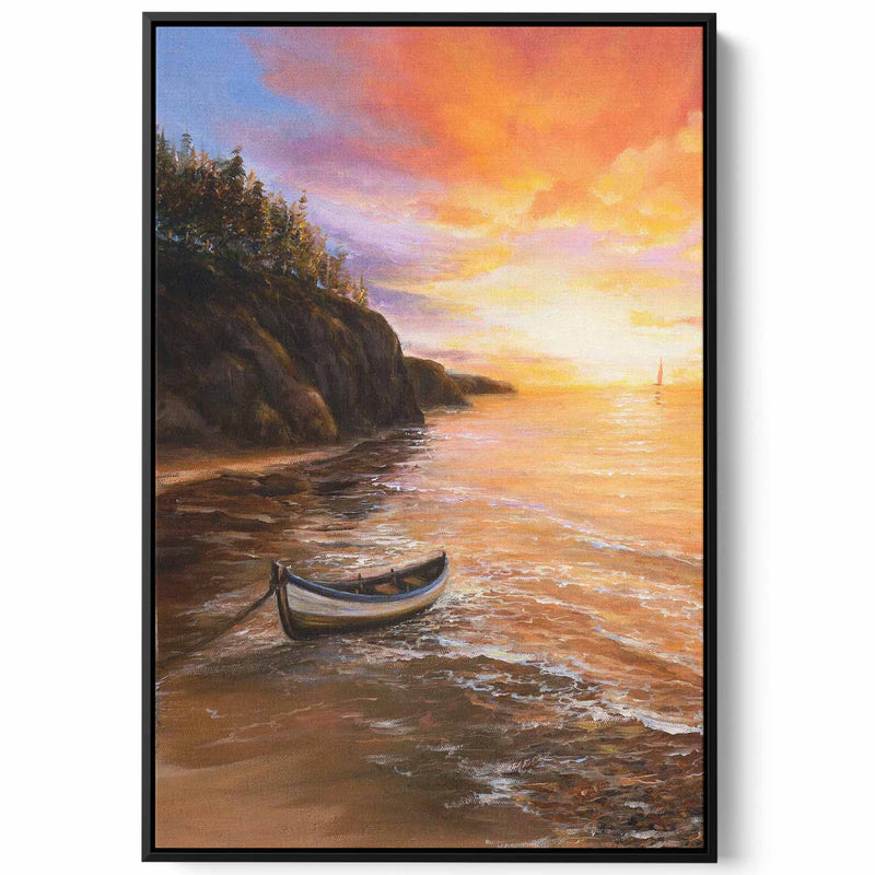 Canvas Wall Art Stretched Over Wooden Frame with Black Floating Frame
