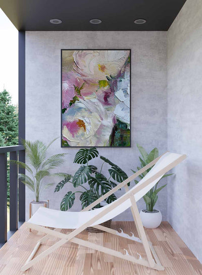 Canvas Wall Art Stretched Over Wooden Frame with Black Floating Frame