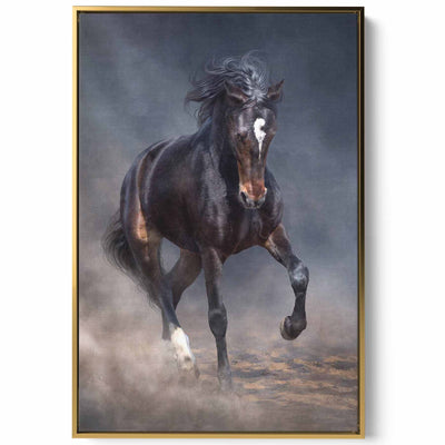 Canvas Wall Art Stretched Over Wooden Frame with Gold Floating Frame