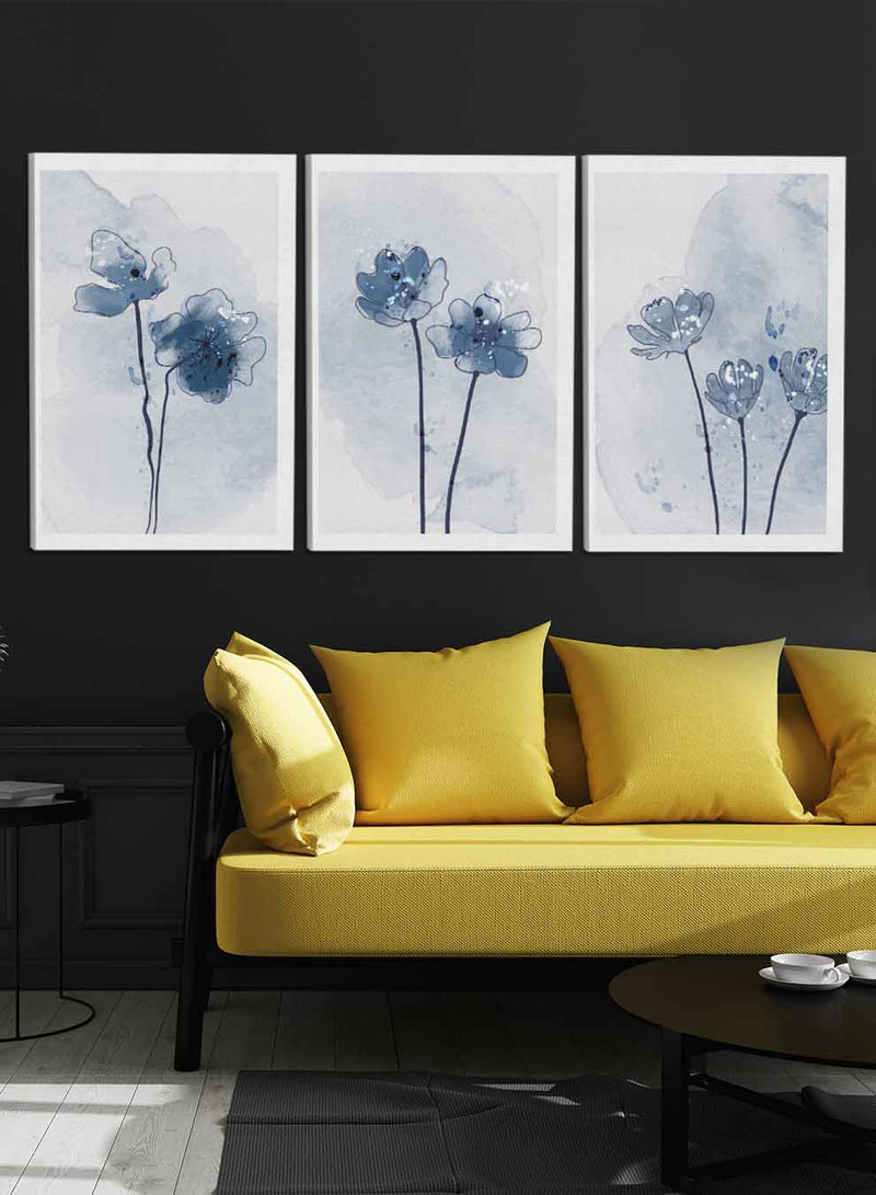 Abstract Flowers Watercolor Paintings(set of 3)