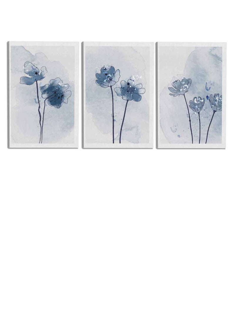 Abstract Flowers Watercolor Paintings(set of 3)