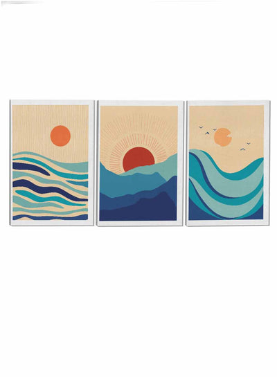 Sea Mountain Sun Bird Abstract Paintings(set of 3)