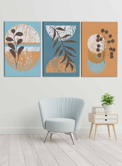 Abstract Leaves Circles Paintings(set of 3)
